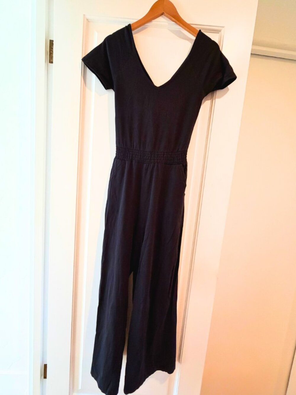 Pact Organic Cotton Cross Back Wide Leg Jumpsuit - Black - Medium